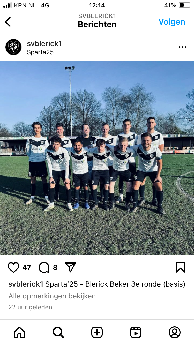 Blerick schakelt 1e klasser Sparta 25 uit en gaat door naar de 4e ...
