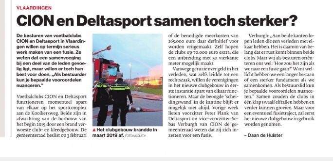 IN HET NIEUWS: CION en Deltasport samen toch sterker? - Groot geworden