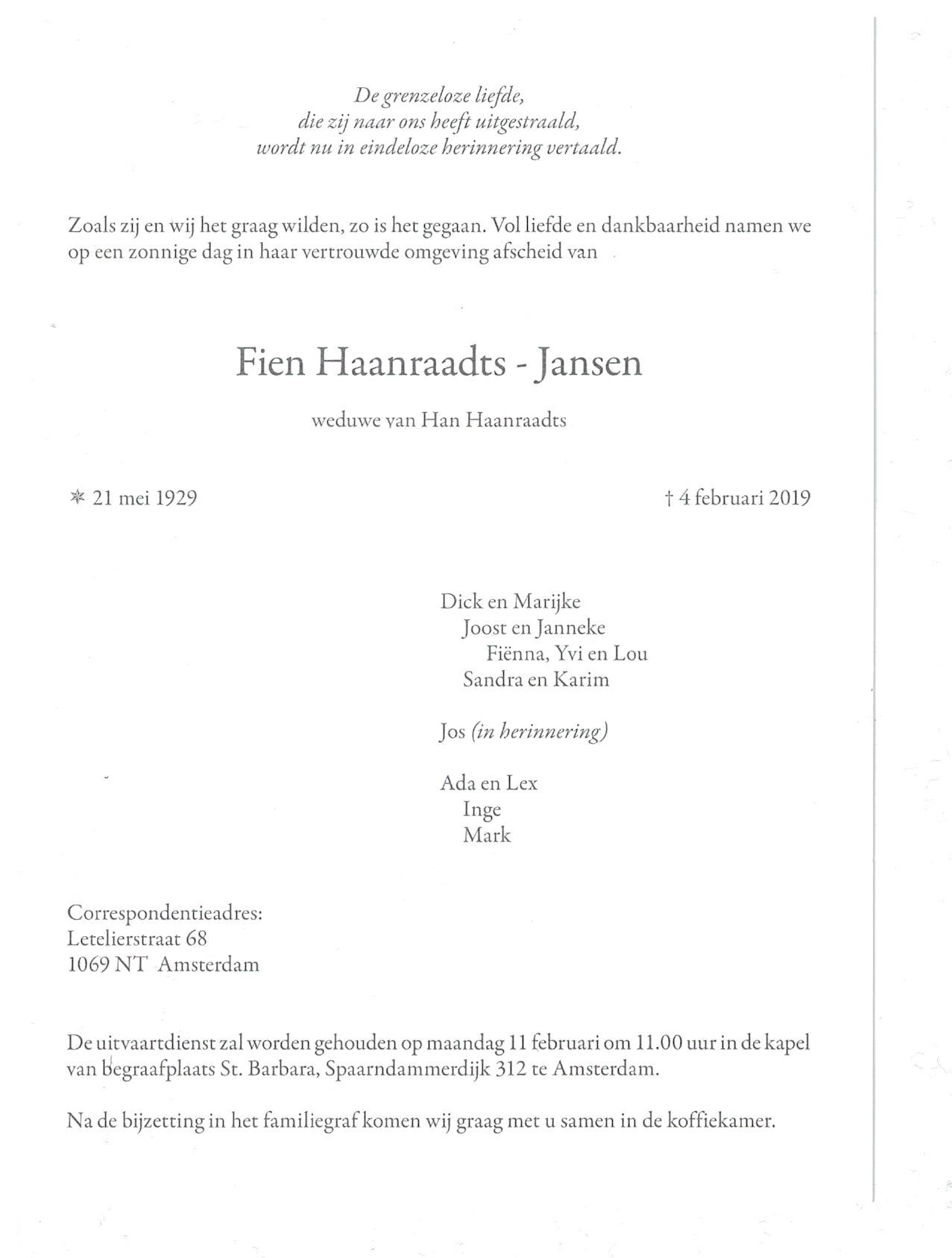 Bericht van overlijden DCG