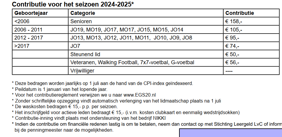 Contributietarieven - EGS`20